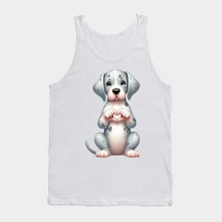 Valentine Great Dane Dog Giving Heart Hand Sign Tank Top